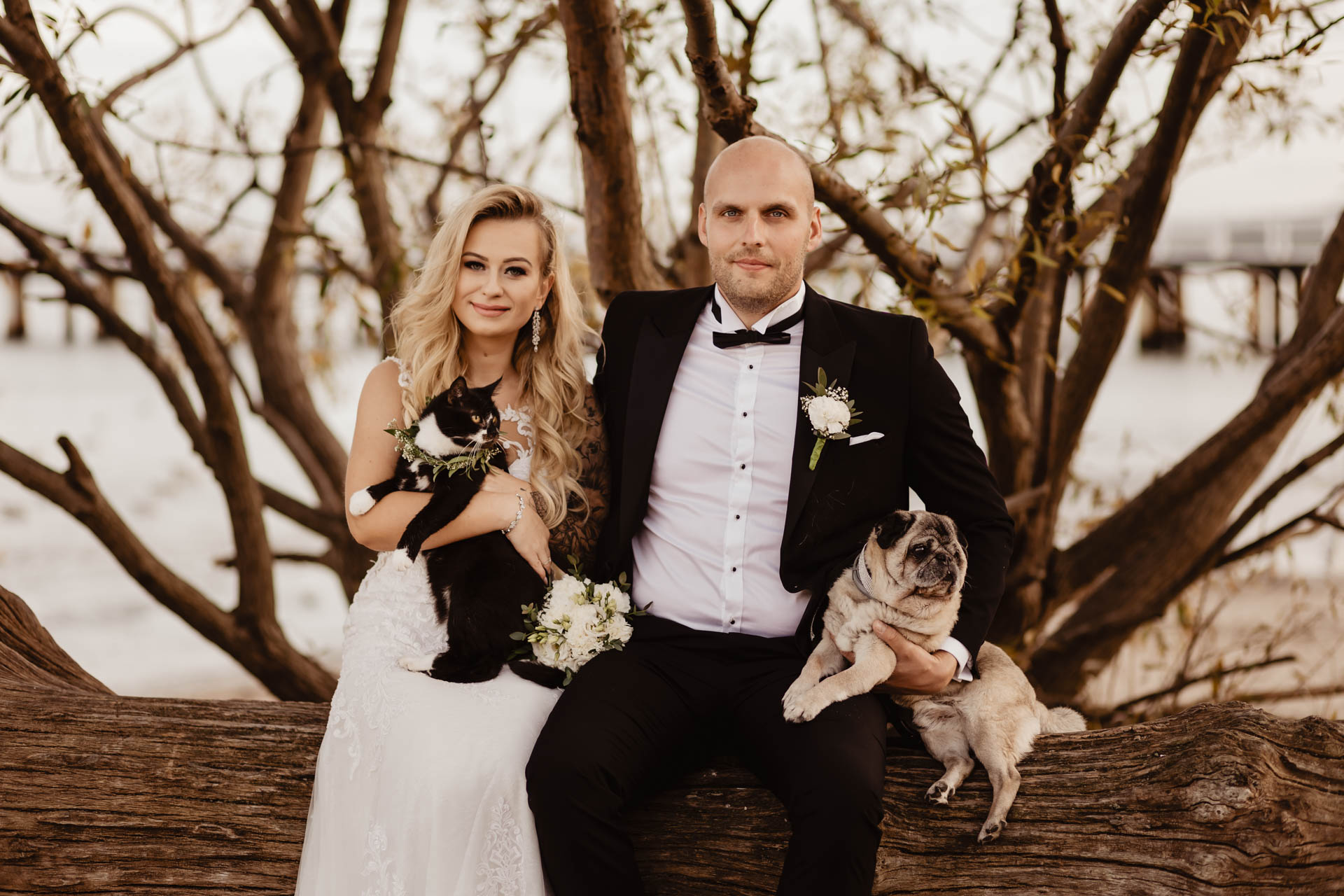Sesja ślubna nad morzem ze zwierzakami | Klaudia i Piotrek